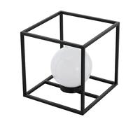 Eglo lampada solare da tavolo Z_Solar, luce decorativa esterna con sfera luminosa in plastica bianca, apparecchio da esterno in metallo nero, illuminazione fredda