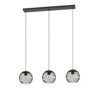 Eglo Lampadario a sospensione Almanzora, a 3 luce, per tavolo da pranzo, in metallo nero e rame, lampada per sala da pranzo, attacco E27, Ø 90 cm
