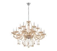 Eglo Lampadario a sospensione Basilano 18 luci lampadari vintage shabby chic, lampada a sospensione in acciaio e vetro cromato, cognac, lampada da tavolo da pranzo, lampada da soggiorno sospesa con