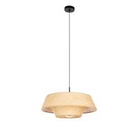 Eglo Lampadario a sospensione Marford, lampada per tavolo da pranzo, stile boho, giapponese, paralume in rafia naturale, attacco E27, Ø 50 cm