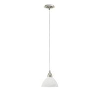 EGLO Lampadario a sospensione modello Brenda, in acciaio cromato e plastica bianca, HV 1 x E27 max. 100 W, lampadina non inclusa, ø 36 cm, altezza 140 cm, 87057