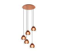 Lampadario Contemporaneo Rocamar 1 5 Luci Acciaio Rame