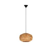 Eglo Lampadario a sospensione Sheldon, a 1 luci, lampada per tavolo da pranzo in stile boho, con paralume in carta rafia, attacco E27, 38 cm