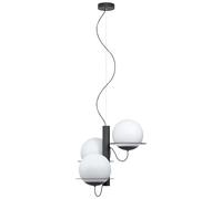 EGLO Lampadario Sabalete a sospensione a 3 luci, stile moderno, in acciaio e vetro di colore nero, bianco, opalino, lampada da tavolo da pranzo, lampada da soggiorno con attacco E27
