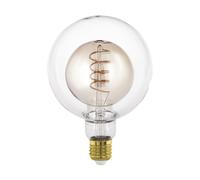 Eglo Lampadina a sfera E27, dimmerabile, a spirale, stile rétro, molto grande, color ambra e trasparente, 4 W, 200 lumen, luce bianca calda, 2000 K, Ø 12,5 cm