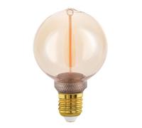 Eglo Lampadina LED E27 a intensità variabile, dimmerabile tramite interruttore, forma vintage a sfera, color ambra, 2 watt, 100 lumen, luce bianca calda, 1800 K, lampadina Edison G80, Ø 8 cm