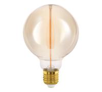 Eglo Lampadina LED E27 a intensità variabile, dimmerabile tramite interruttore, forma vintage sfera, color ambra, 2 watt, 100 lumen, luce bianca calda, 1800 K, Edison G95, Ø 9,5 cm