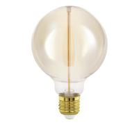 Eglo Lampadina LED E27 a intensità variabile, dimmerabile tramite interruttore, forma vintage sfera, color ambra, 2 watt, 100 lumen, luce bianca calda, 1800 K, Edison G95, Ø 9,5 cm