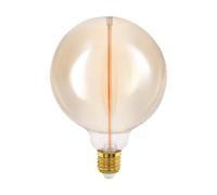 Eglo Lampadina LED E27 a intensità variabile, dimmerabile tramite interruttore, forma vintage sfera, color ambra, 2 watt, 100 lumen, luce bianca calda, 1800 K, Edison G125, Ø 12,5 cm
