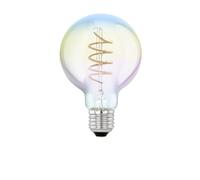 EGLO lampadina LED E27 dimmerabile colorata, globo a spirale scintillante, lampadina arcobaleno, 4 Watt, 200 Lumen, bianco caldo, 2000k, lampadina Edison G80, Ø 8 cm