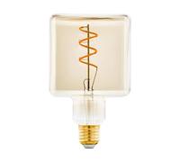 EGLO Led presa E27 lampada dimmerabile, lampadina vintage ambra, Spirale Led 4 Watt, 180 Lumen, Led bianco caldo, 1600 Kelvin, lampadina deco Led Cube, Ø 9,5 cm