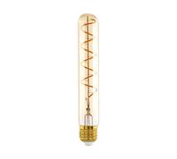 Eglo lampadina LED E27 dimmerabile, luce a spirale a forma di tubo, lampadina vintage, design retrò, ambra, 4 Watt, 180 Lumen, bianco caldo, 1600k, Edison T30, Ø 3 cm