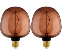 Eglo Lampadina XXL E27, dimmerabile, a spirale, stile rétro, molto grande, marrone cognac, 4 W, 40 lumen, luce bianca calda, 2000 K, lunghezza 18 cm (Confezione da 2)