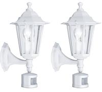 Eglo Lanterna 5, Lampada da parete per esterni a 1 luce con incluso rilevatore di movimento, lampada da parete con sensore in fusione di alluminio e vetro, colore: bianco, attacco: E27, IP44