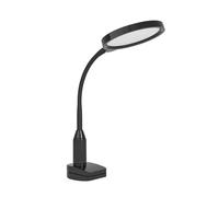 Eglo Lauro - Lampada da scrivania a LED con morsetto, lettura, touch dimmerabile, plastica di colore nero, bianco caldo-bianco freddo