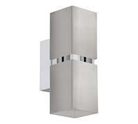 EGLO LED Applique Passa, lampada da parete a 2 fiamme, faretto interno in metallo nichel opaco e cromo, lampada soggiorno, lampada corridoio con luce diretta e indiretta, design angolare, attacco GU10