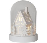 EGLO LED decorazione natalizia, silhouette natalizia casa, paesaggio | invernale con timer e illuminazione a batteria, legno, plastica e vetro bianco e trasparente, luce calda, 12,5 x 17,5 cm