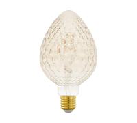 Eglo LED E27 dimmerabile, grande lampadina vintage ambra di medie dimensioni con struttura, retrò a forma di candela, 2,5 Watt (equivalente a 20 Watt), 200 Lumen, 2200k, Ø 9,3 cm