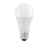 Eglo LED E27 dimmerabile, lampadina 11 Watt (equivalente a 75 Watt), 1055 Lumen, 3000 Kelvin, illuminante bianco caldo, lampada bianco opale, A60, Ø 6 cm