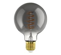 Eglo LED E27 dimmerabile, lampadina a spirale Globe, lampada vintage nero-trasparente in design retrò, 4 Watt, 100 Lumen, illuminante bianco caldo, 2000k, Edison G95, Ø 9,5 cm