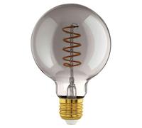 EGLO LED E27 dimmerabile, lampadina a spirale Globe, lampada vintage nero-trasparente in design retrò, 4 Watt, 100 Lumen, illuminante bianco caldo, 2000k, Edison G95, Ø 9,5 cm