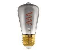 EGLO LED E27 dimmerabile, lampadina a spirale, lampada vintage nero-trasparente in design retrò, 4 Watt, 100 Lumen, illuminante bianco caldo, 2000k, Edison ST48, Ø 4,8 cm