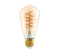 EGLO LED E27 dimmerabile, lampadina a spirale, lampada vintage ambrata per illuminazione retrò, 4 Watt (equivalente a 25 Watt), 245 Lumen, illuminante bianco caldo, 2200k, Edison ST64, Ø 6,4 cm