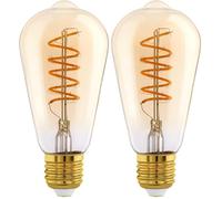 Eglo LED E27 dimmerabile, lampadina a spirale, lampada vintage ambrata per illuminazione retrò, 4 Watt (equivalente a 25 Watt), 245 Lumen, illuminante bianco caldo, 2200k, Edison ST64, Ø 6,4 cm