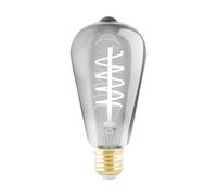 EGLO LED E27 dimmerabile, lampadina a spirale, lampada vintage nero-trasparente in design retrò, 4 Watt, 100 Lumen, illuminante bianco caldo, 2000k, Edison ST64, Ø 6,4 cm