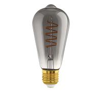 Eglo LED E27 dimmerabile, lampadina a spirale, lampada vintage nero-trasparente in design retrò, 4 Watt, 100 Lumen, illuminante bianco caldo, 2000k, Edison ST64, Ø 6,4 cm