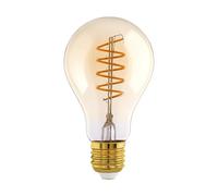 Eglo LED E27 dimmerabile, lampadina con spirale, lampada vintage | ambra, illuminazione retrò, 4 W (equivalente a 25 W), 245 Lumen, illuminante bianco caldo, 2200k, Edison A75, Ø 7,5 cm