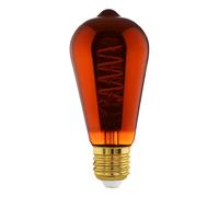 EGLO LED E27 dimmerabile, lampadina con spirale, lampada vintage color rame dal design retrò, 4 Watt, 30 Lumen, illuminante bianco caldo, 2000k, Edison ST64, Ø 6,4 cm