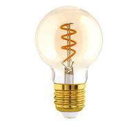 EGLO LED E27 dimmerabile, lampadina LED a globo con spirale, lampada vintage ambra, illuminazione retrò, 4 W (equivalente a 15 W), 145 Lumen, bianca calda, 2000k, Edison G60, Ø 6 cm