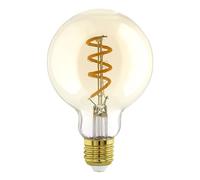 EGLO LED E27 dimmerabile, lampadina LED a globo con spirale, lampada vintage ambra, illuminazione retrò, 4 W (equivalente a 15 W), 145 Lumen, bianca calda, 2000k, Edison G60, Ø 6 cm