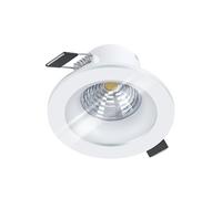 Eglo LED faretti da incasso Salabate, spot da soffitto dimmerabile, piatto, alluminio bianco, luce calda, 6 W, 380 lm, 3000 K, Ø 8,8 cm