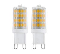 Eglo LED G9 set di 2 lampadine con base a perno, 2 lampade ciascuna da 3 Watt (equivalente a 30 Watt), 320 Lumen, lampada a pannocchia bianca calda, 3000k, Ø 1,6 cm