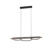 Eglo Led lampada a sospensione Boyal a tre fiamme, dimmerabile, metallo, legno fiammato, plastica, lampada da tavolo da pranzo in nero, marrone, bianco, lampada da soggiorno