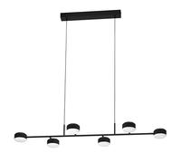 Eglo LED lampada a sospensione Clavellina, lampada sospesa a 6 luci, illuminazione per soggiorno e sala da pranzo in metallo in acrilico nero in bianco, luce bianco calda