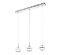 Eglo LED Lampada a sospensione Montefio 1, lampada a sospensione a 3 luci, lampada pendente in metallo, vetro e cristallo, lampada sospesa cromata e bianca, lampada da tavolo LED luce calda, L 87 cm