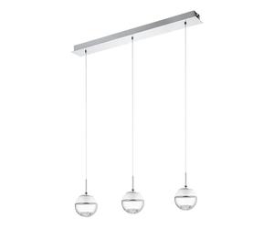 Eglo LED Lampada a sospensione Montefio 1, lampada a sospensione a 3 luci, lampada pendente in metallo, vetro e cristallo, lampada sospesa cromata e bianca, lampada da tavolo LED luce calda, L 87 cm