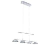 EGLO LED lampada a sospensione Tarugo 1, lampada a sospensione per tavolo | da pranzo regolabile, acciaio cromato, plastica bianca luce calda