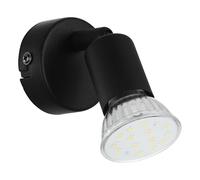 Eglo Led lampada da parete Buzz-Led, lampada da soffitto, lampada da parete interna in metallo, lampada da soggiorno, lampada da sala in nero, spot Led con presa GU10