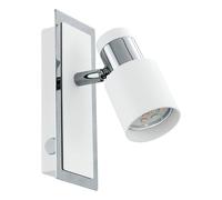 Eglo LED Lampada da parete Davida, applique, faretto da parete in metallo cromato e bianco, lampada soggiorno con interruttore, spot con lampadina GU10, luce calda