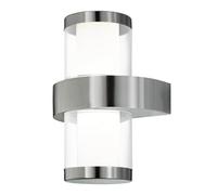 Eglo LED Lampada da Parete Esterna Beverly 1, Lampada da Esterno a 2 Fiamme | in Acciaio Inox Argento e Plastica Bianca, IP44