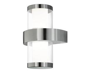 Eglo LED Lampada da Parete Esterna Beverly 1, Lampada da Esterno a 2 Fiamme | in Acciaio Inox Argento e Plastica Bianca, IP44