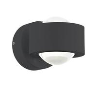 Eglo LED Lampada da Parete Esterna Treviolo, Lampada da Parete a 2 | Fiamme, Applique LED in Alluminio pressofuso Antracite con Vetro Bianco, Lampada Esterna LED luce calda, IP44