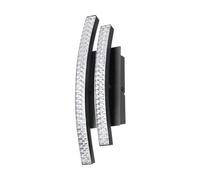 Eglo Led lampada da parete Lejias, illuminazione da parete per interni in metallo nero, cristallo in plastica trasparente, luce da soggiorno, Led bianco caldo
