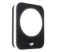 Eglo Led lampada da parete per esterni Madriz, lampada da esterno con rilevatore di movimento, sensore crepuscolare, alluminio fuso in nero, plastica in bianco, bianco caldo, IP44