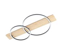 Plafoniera Moderna Boyal Acciaio Nero Legno Luce Led Integrato 12W Ip20