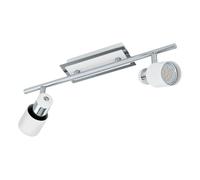 Eglo LED Lampada da soffitto Davida, plafoniera a 2 luci, spot da soffitto in metallo cromato e bianco, lampada per soggiorno, faretti con lampadine GU10 a luce calda